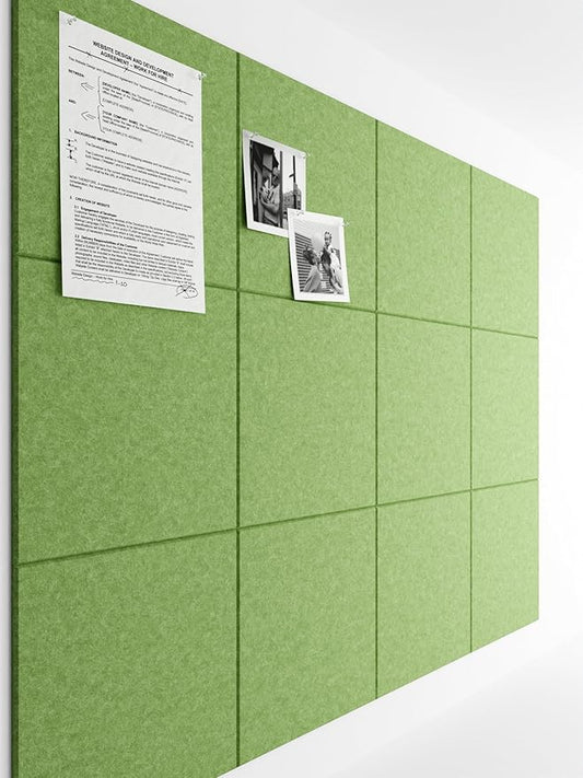 Bumusty Large Cork Board 47"x35" Alternative - 12 Pack Felt Wall Tiles with 70 Safe Removable Adhesive Tabs, 30 Pushpins, Cork Boards for Walls Pin Board Bulletin Board Office Decor (Grass Green)