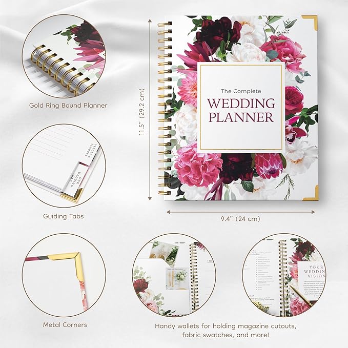 Your Perfect Day Wedding Planner Book and Organizer - Wedding Planner Book - Bridal Planning Binder with Countdown Calendar - Bride Gifts - (PINK FLORAL)