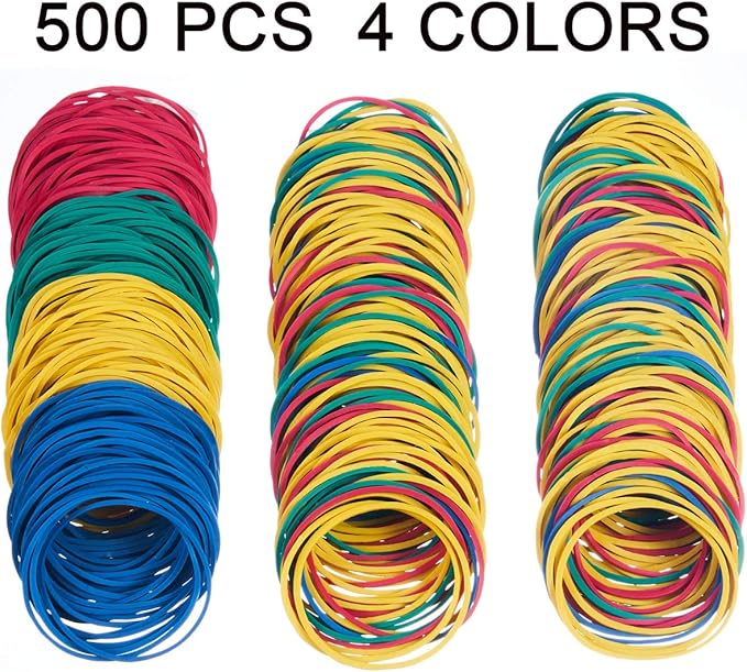 AMUU Rubber Bands 500pcs size 19#19 rubber band Multicolor Small Rubber Bands for Office School Home Elastic Hair Band Colors 50mm