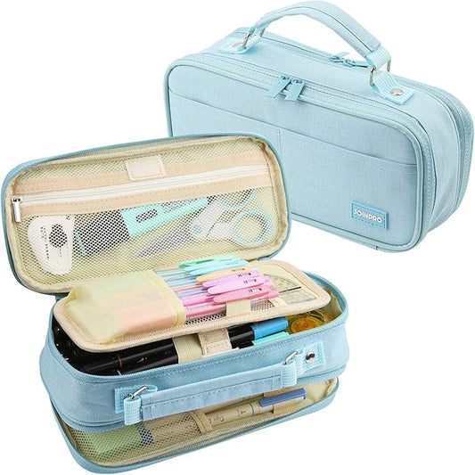 Pencil Case, Large Capacity Pencil Case Organizer; Double Zipper Storage Bag; Big Pencil Pouch for College School Office Teen Girl Boy Men Women Adult