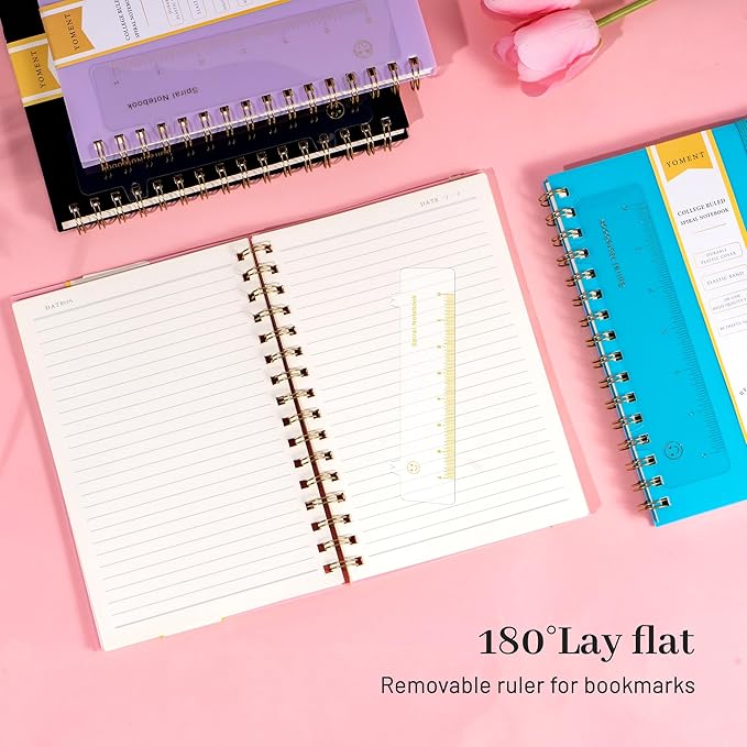 Yoment Lined Spiral Notebook Journal for Women Men A5 Small Spiral Notebooks 5x7 160 Pages Pink Notebook College Ruled Spiral Bound Journal for Work Note Taking School, Pink