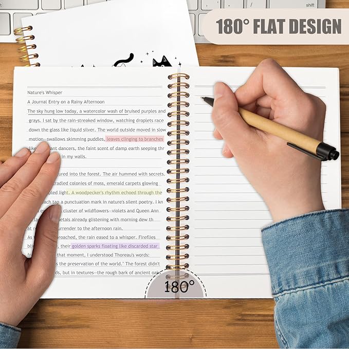 WUCHJ Halloween Ghost Black Cat Notebook, Cat Reading Journal for Book Lovers, Spooky Ghost Bookish Spiral Notebook Journal for Note Taking, Book Lover Gifts, Halloween Office Supplies, 5.5x8.3 Inch