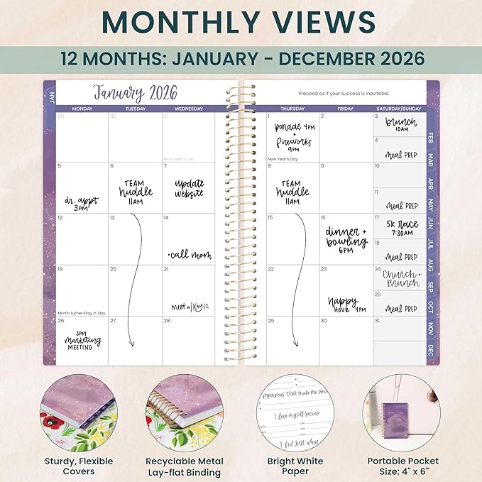 bloom daily planners 2026 Pocket Planner - 4” x 6” - (January 2026 - December 2026) - MINI Weekly/Monthly Agenda Organizer & Calendar Book - Good Things Are Coming