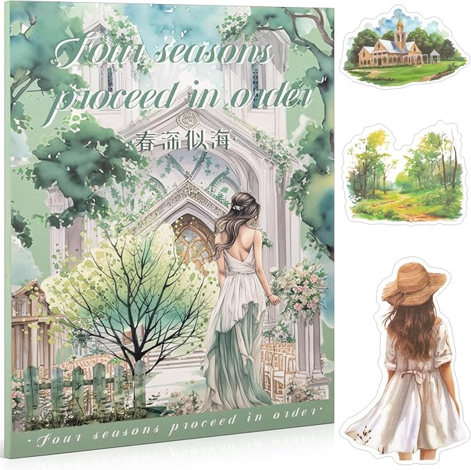 Spring Theme Sticker Scrapbooking Supplies for Junk Journal, 20 Sheets PET Stickers - Vintage Journaling Stickers, Ephemera Sticker Book Pre Cut(TZ-006-004)