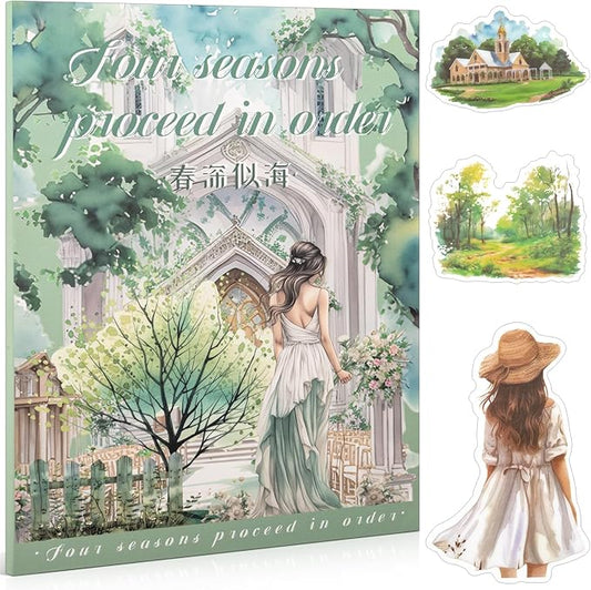 Spring Theme Sticker Scrapbooking Supplies for Junk Journal, 20 Sheets PET Stickers - Vintage Journaling Stickers, Ephemera Sticker Book Pre Cut(TZ-006-004)