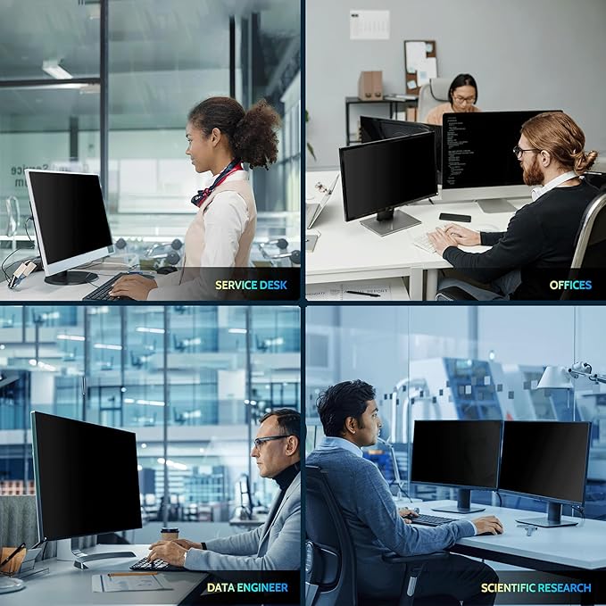 [2-Pack] 22 Inch Privacy Screen for Computer Monitor 16:10 Aspect Ratio, Eye Protection Anti Blue Light Glare Shield, 22inch Removable Black Blackout Anti Spy Desktop Security Private Filter