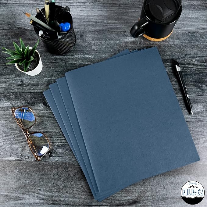 FILE-EZ Two-Pocket Folders, Assorted Colors, 25-Pack, Textured Paper, Letter Size (EZ-32500)