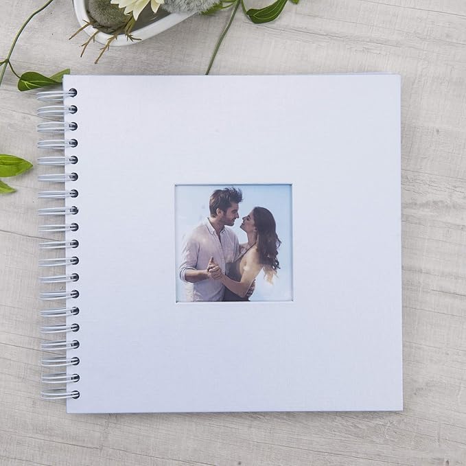 10 x 10 Inch DIY Scrapbook Photo Album with Window Design Cover 80 Pages Craft Paper Memory Book for Weeding Anniversary Travel and Baby (White)