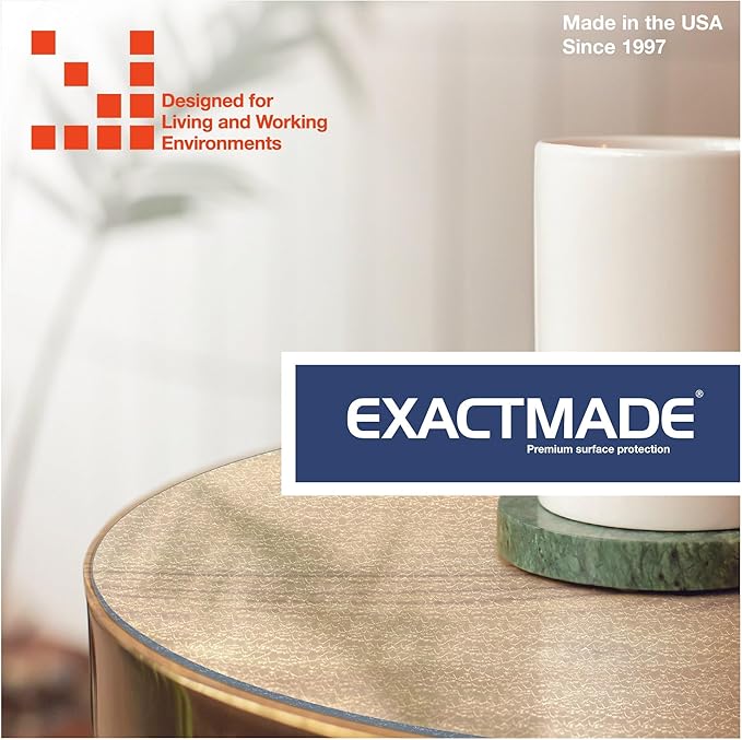 Clear Table Protector, USA Made, Safe, 35 Inch Round, 2mm Thick Pebble Textured Vinyl, Clear Oil Resistant Round Mat for Kitchen Table, Custom Table Cloth Cover Rectangle