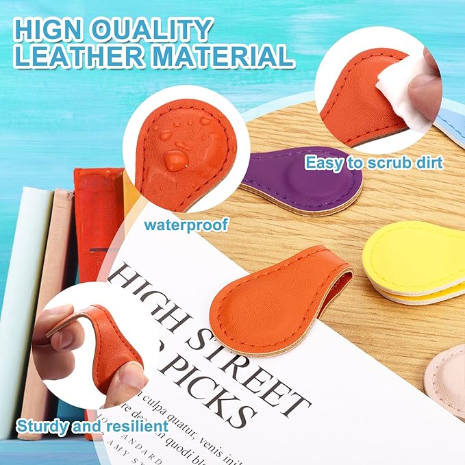 Magnetic Leather Bookmark, 12 Pcs Colorful Leather Magnet Book Marks Page Markers Retro Magnet Bookmark Clips Reading Supplies Gift for Reading Men Women Book Lovers (Bright)