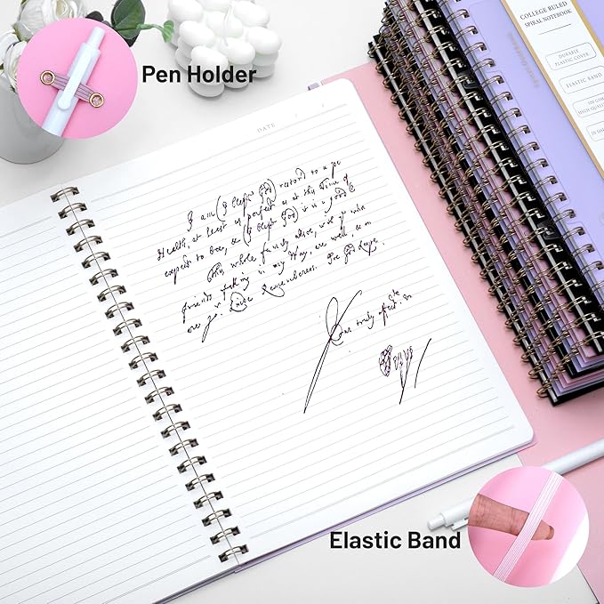 Yoment Spiral Notebook 8.5 x 11 A4 Large Notebooks for Work College Ruled Journaling Notebooks, 100 GSM Paper, Spiral Bound Journal for School Note Taking Writing, A4 Pink