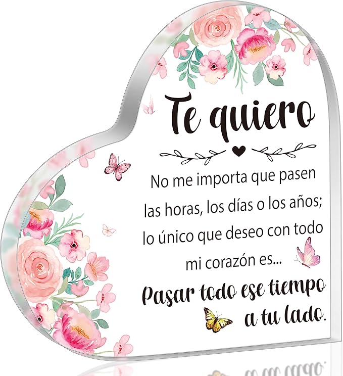 Yopyame I Love You Gifts - Spanish I Love You Acrylic Gifts for Her Him Valentines Day Couple Acrylic Keepsake Paperweight for Boyfriend Girlfriend Wedding Anniversary Acrylic Gifts for Husband Wife