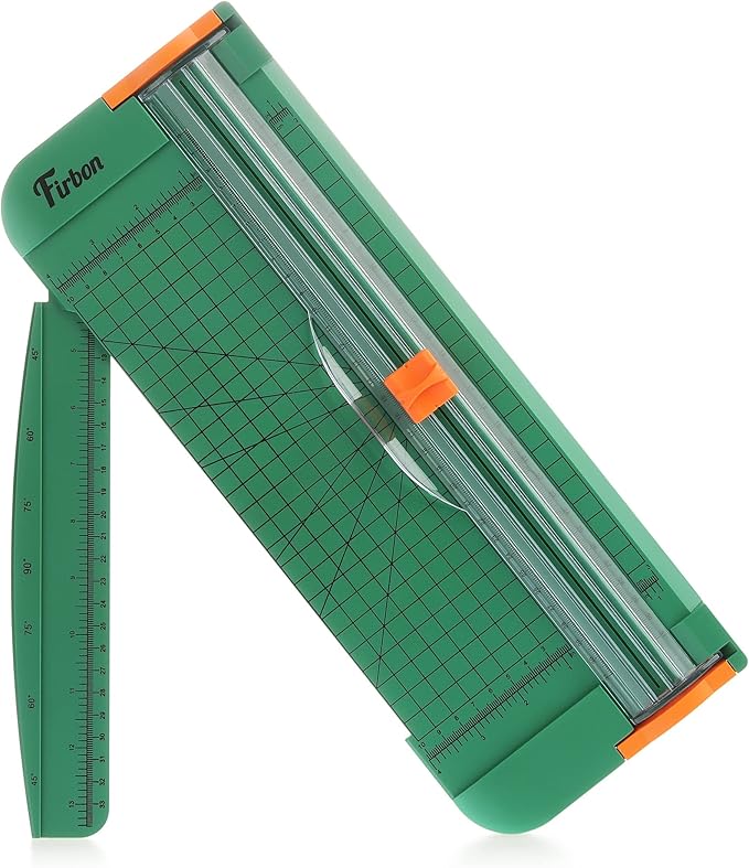 Firbon Green A4 Paper Cutter 12 Inch Titanium Straight Paper Trimmer with Side Ruler for Scrapbooking Craft, Paper, Coupon, Label, Cardstock
