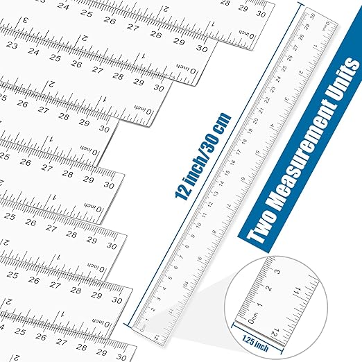 32 Pack Clear Ruler 12 Inch Bulk with Centimeters and Millimeters, Metric Rulers Measuring Drawing Tool for Kids, Ideal Back to School Office Home Supplies