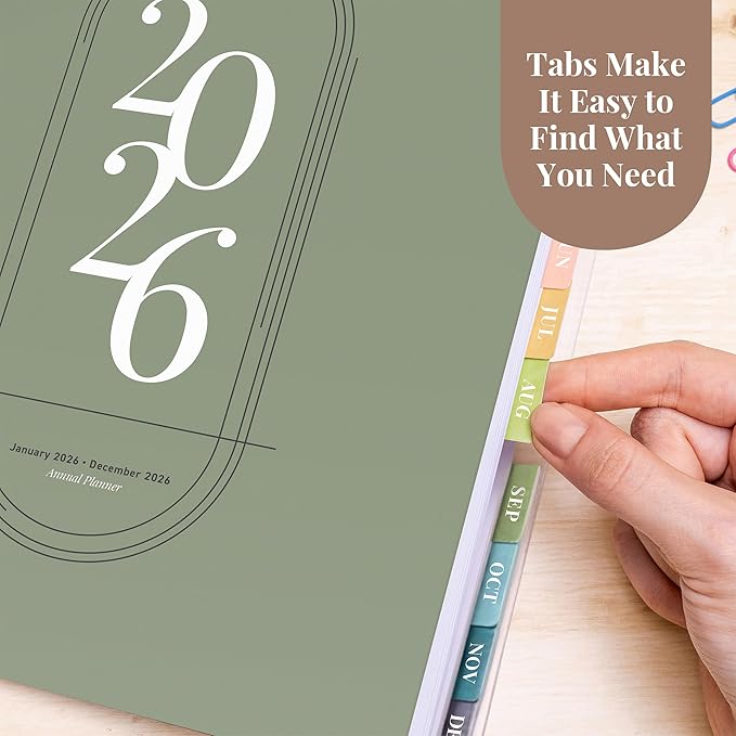 Rileys 2026 Planner, Agenda Planner With Weekly And Monthly View, Daily Agenda Book And Yearly Planners Calendar Book, Spiral Bound With Tabs, Notes, Goals And Holidays (Green, 8.5 x 11 in)