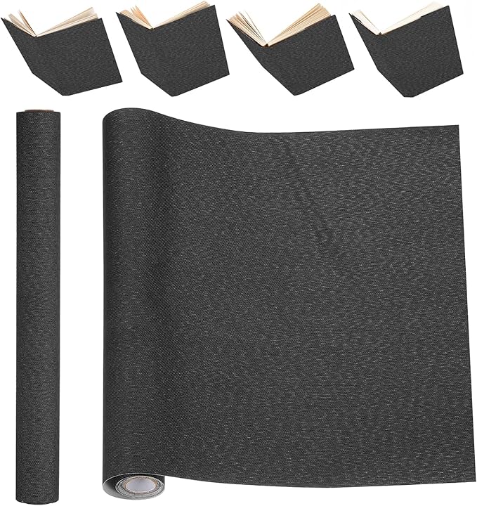 PATIKIL Book Binding Cloth, 51 x 11 Inches Book Cloth for Binding Repairing Fabric Surface Paper Backed Bookbinding Supplies, Black
