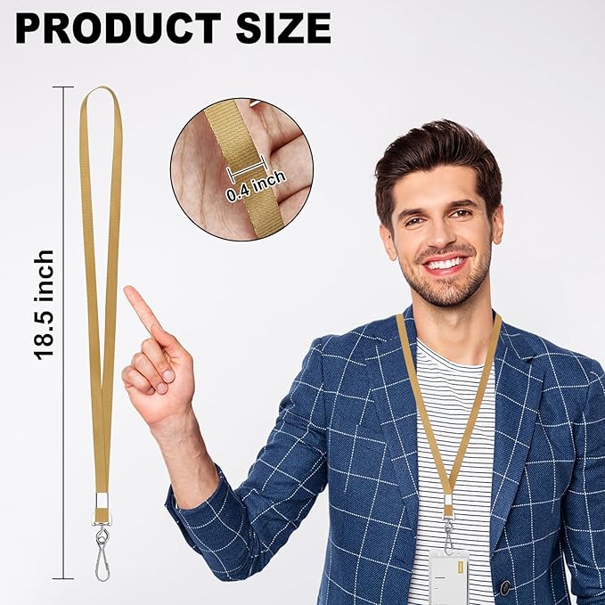 Korty Gold Lanyards Bulk 50 packs Lanyards for ID Badges,Lanyards with Swivel Hook Clips for Name Tag Lanyard ID Holder
