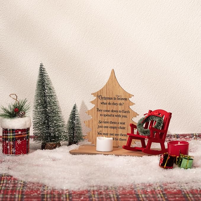 Christmas in Heaven Decoration Christmas Memorial Candle Holders Rocking Chair Ornament Save A Seat Memorial Gift Xmas Decor