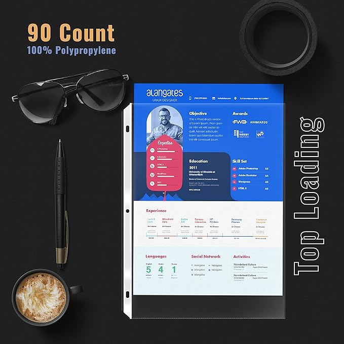 Better Office Products 90 Count Sheet Protectors, 100 Percent Poly Sheet Protectors 8.5 x 11, Top Loading Paper Protectors