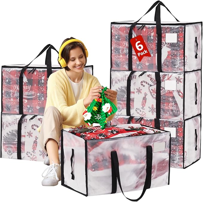 Moving Bags Heavy Duty Extra Large, Alternative for Moving Boxes & Moving Supplies,Clear Storage Bins with Lids, Plastic Packing Tote, Storage Bags for Clothes with Handles & Zippers(Clear, 6 Pack)