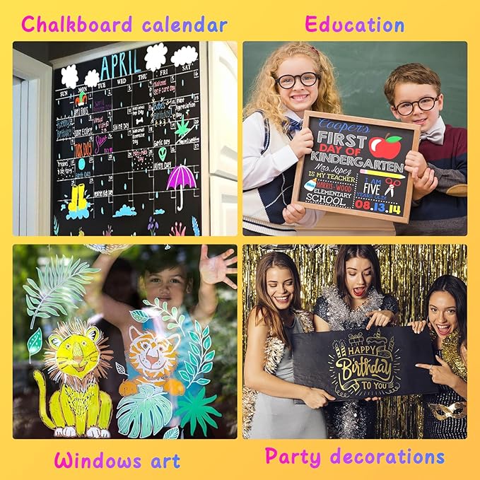 SFAIH 8 Vibrant Liquid Chalk Markers Erasable - 0.7-1mm Fine Tip Chalkboard Pens for Blackboards, Calendar, Acrylic Board, Glass, Signs, Mirror, Dust Free, Non-Toxic, With Highlighter Color Markers