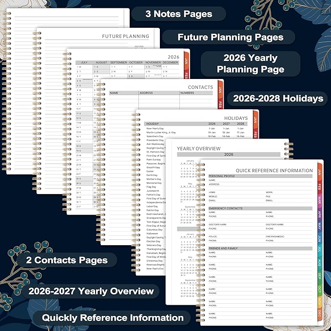 2026 Appointment Book - Weekly Appointment Book 2026, Jan 2026 - Dec 2026, 2026 Planner, 8" x 10", Planner 2026 with Tab, Half Hour (30 Mins) Interval