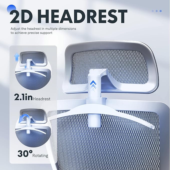 FLEXISPOT OC3 Air Ergonomic Office Chair Mesh Back Swivel Computer Chair Executive Office Desk Chairs with Adjustable Lumbar Support/2D Headrest/Lockable Backrest, Mesh Seat Cushion, Light Gray