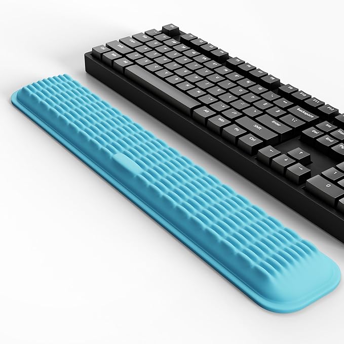 MEKASS Keyboard Wrist Rest, Soft Memory Foam Wrist Support for Keyboard, Arm Rest for Desk Wrist Pain Relief, Wrist Pad for Long Hours of Work, Gaming, Studying (Light Blue)