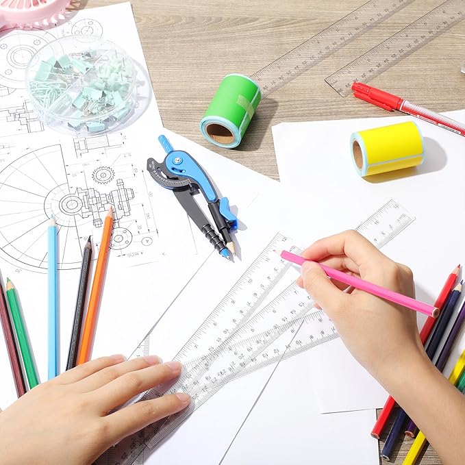 Zonon 50 Pcs 6 Inch/12 Inch Plastic Rulers Bulk Flexible Straight Rulers with Inches Centimeters First Day of School Gift Students Back to School Office Home Supplies(Clear,12 Inch)