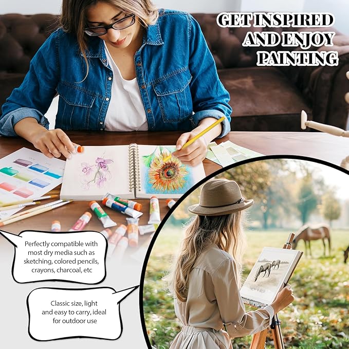 Sketch Book with 12 Color Pencil Set, 90 Sheets Spiral Sketchbook for Drawing (68lb/100gsm), Acid-Free Sketch Pad for Kids Artist, Art Paper Drawing Supplies for Gifts (5.5×8.5 inch)