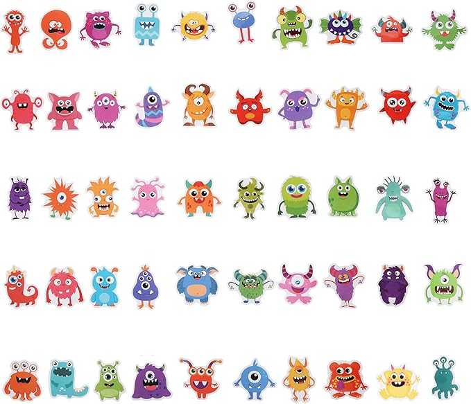 100 Pack Monster Stickers, Monster Party Favors, Birthday Decorations
