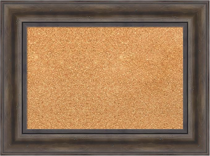 Amanti Art Natural Cork Board for Wall, 17x23 Vision Board with Brown Wood Frame, Small Corkboard Office Decor for Home Organization, Country Rustic Corkboard Pinboard to Display Items for Home