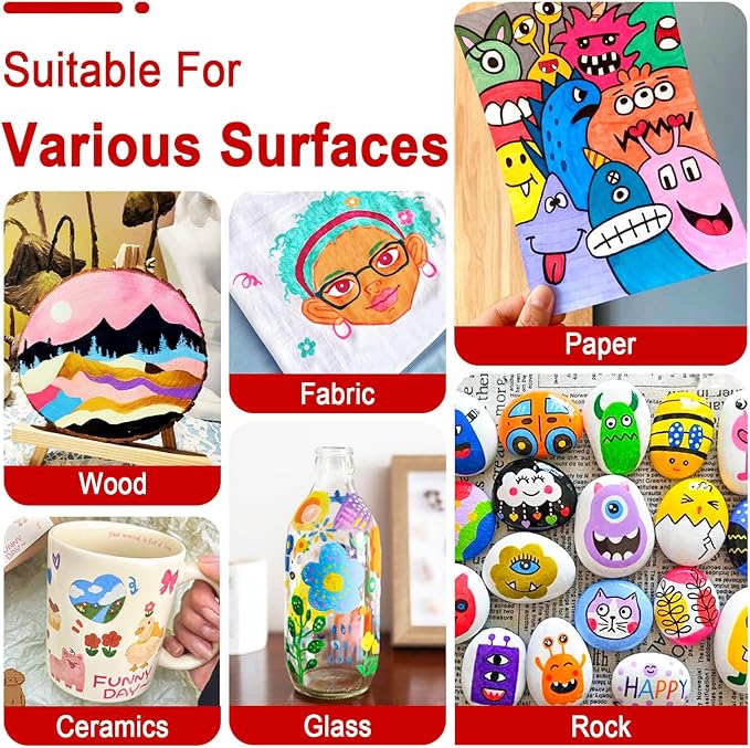 Betem Paint Markers Acrylic Paint Pens, Dual Tip 72 Colors Acrylic Markers with Brush Tip and Fine Point, Art Supplies for Wood, Canvas, Stone, Glass, Rock Painting Kit DIY Crafts Drawing Kit with Bag