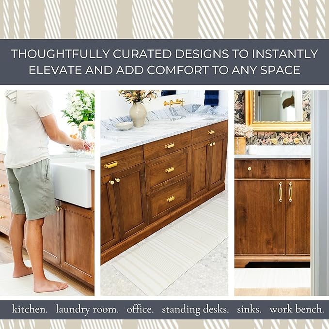 Anti Fatigue Mat by Laurel Lane Co. – Designer Anti Fatigue Mats for Kitchen Floor, Kitchen Mats for Floor, Desk Mat – Cushioned 0.75" Thick – Stain Resistant – Non-Skid Bottom – 20" x 39"