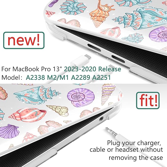TWOLSKOO Compatible with MacBook Pro 13 inch Case 2023-2016 A2338 M2/M1 A2251 A2289 A2159 A1989 A1706, Plastic Hard Shell Cover & Keyboard Skin & Screen Protector, Colorful Shells