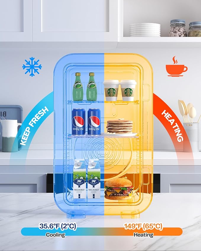 Mini Fridge,6 Liter / 8 Can Small Fridge for Bedroom, Car, Office & Dorm, 110V AC/DC Portable Thermoelectric Cooler & Warmer for Skincare, Food, Drinks,Black