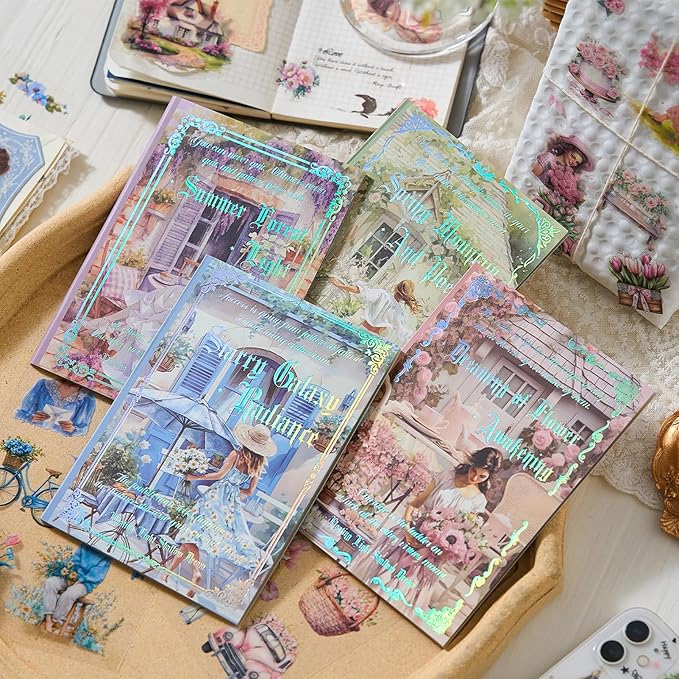 Snycler Green Garden Series Sticker Book - 20 Sheets Vintage PET Stickers for Scrapbooking, Junk Journaling, Ephemera, and Decorative Crafts - Pre-Cut Bright & Cheerful Design Stickers