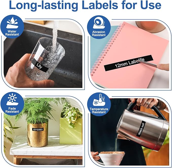 Labelife Replace for Dymo D1 Label Maker Refills White on Black 1/2'' x 23' D1 45021 S0720610 Compatible with DYMO LabelManager 160 210D 260P 280 360D 420P 450D COLORPOP, 5-Pack