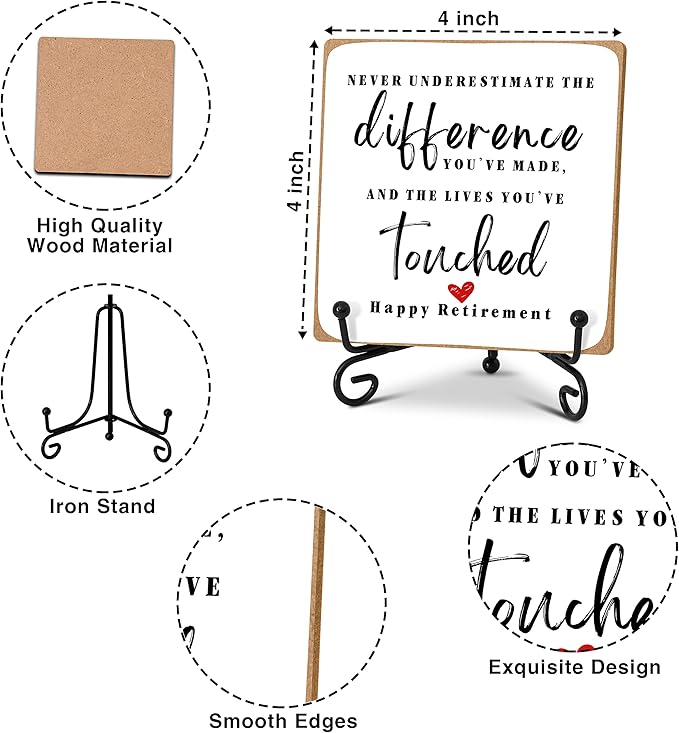 Home Office Desk Decor Wood Plaque with Stand, Coworker Gifts For Women Men Retirement Going Away Gift -A09