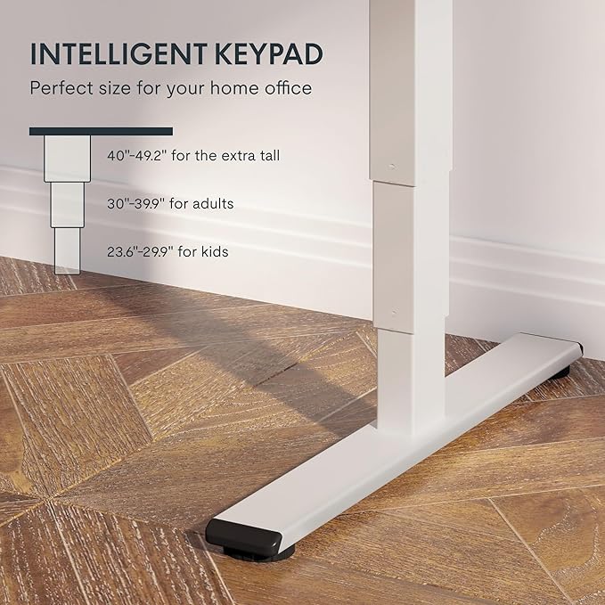 FLEXISPOT E6 Essential 3 Stages Dual Motor Electric Standing Desk 55x28 Inch Whole-Piece Board Height Adjustable Electric Sit Stand Desk（White Frame + Grey Wood Grain Desktop, 2 Packages）