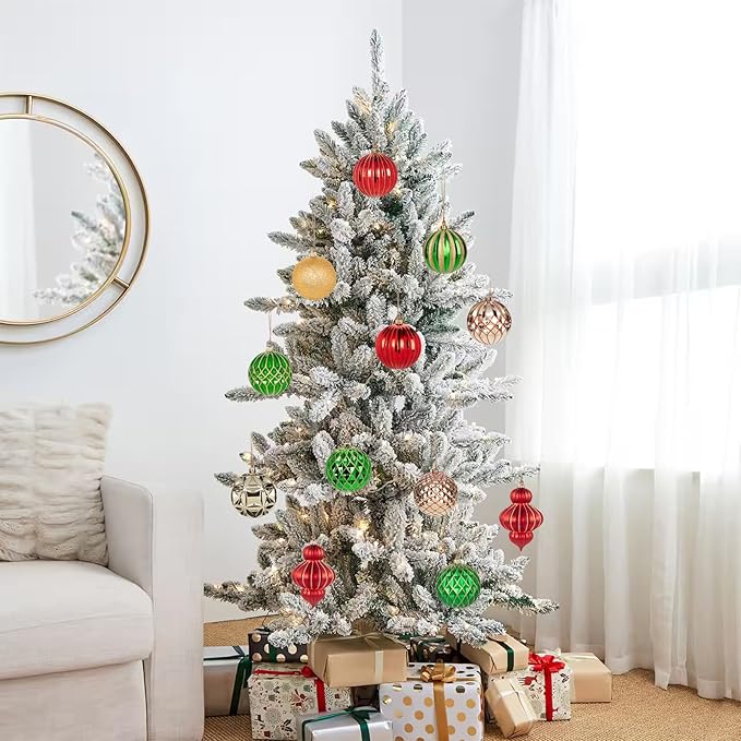 4" Christmas Ball Ornaments Set 12PCS Large Shatterproof Plastic Ornaments Christmas Tree Ball Hanging Ornaments for Xmas Tree Wedding Party Holiday Decorations - Red, Green, Gold