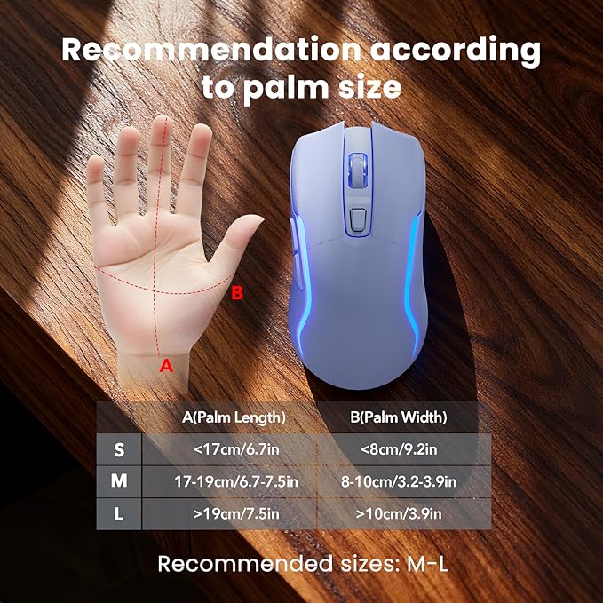 Purple Keyboard and Mouse Wireless Combo, 4000mAh Rechargeable Backlit Quiet Keyboards mice Set, USB Ergonomic Key Board with Wrist Rest & Phone Holder for PC, Mac, Windows, Natural Soft Typing