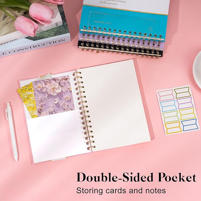 Dot Grid Spiral Notebook A5 Spiral Bullet Dotted Journal 160 Pages Thick Dot Paper Notebooks Plastic Hardcover Spiral Notebook 5x7 Wire Bound Notebooks for Note Taking School Office Supplies,Pink