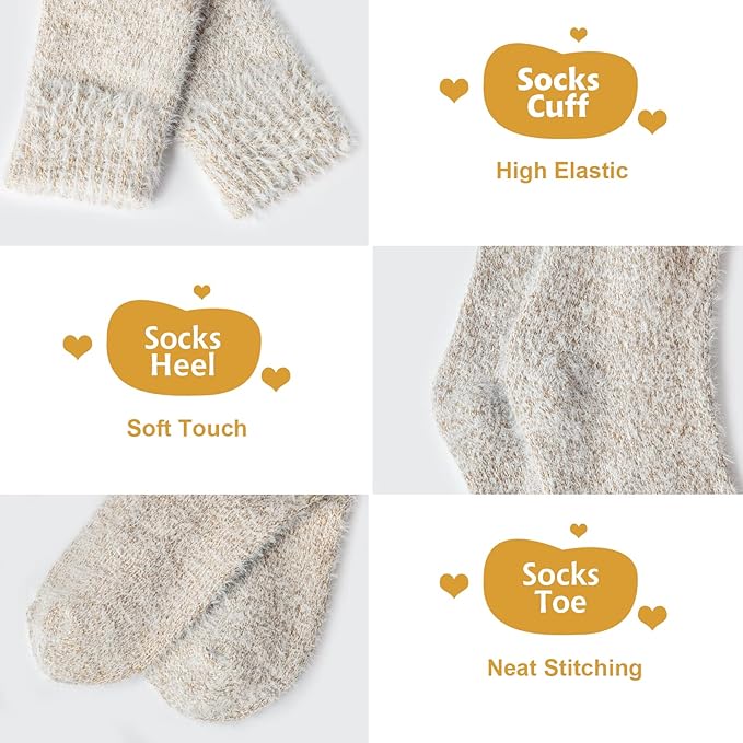 5 Pairs Fuzzy Soft Cozy Comfortable Socks for Women, Casual Sleep Comfy Socks, Perfect Warm Winter Gifts for Women