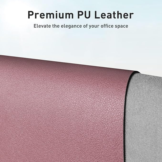 Aothia Faux Leather Desk Mat – Large Mouse Pad, Non-Slip PU Leather Blotter, Waterproof Writing Surface for Office and Home (Dark Pink, 47.2" x 23.6")