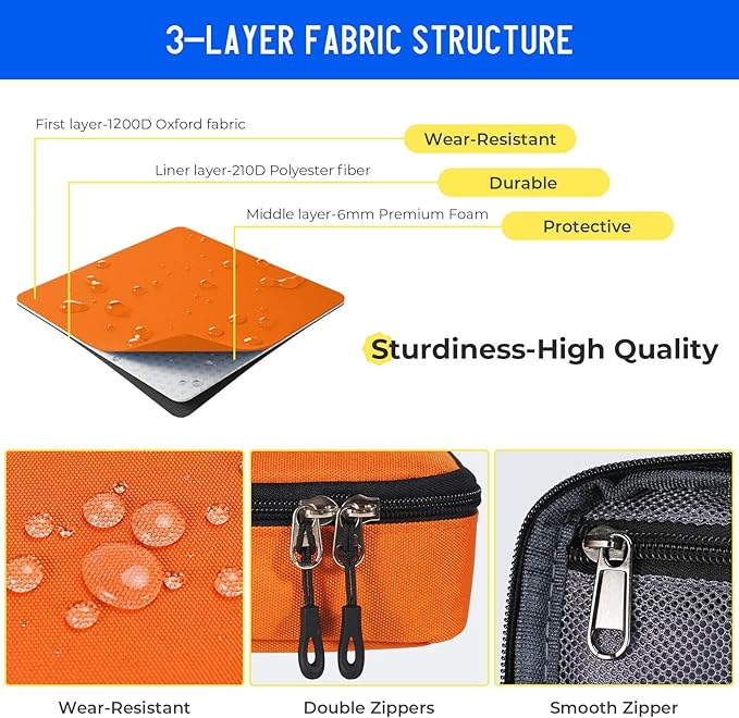 ECHSRT Big Pencil Case, Aesthetic Portable Zipper Pencil Bag with Hidden Pocket, Special Pouch for Men Women Adults, Stationery Organizer Pen Cases for Office Travel, Orange