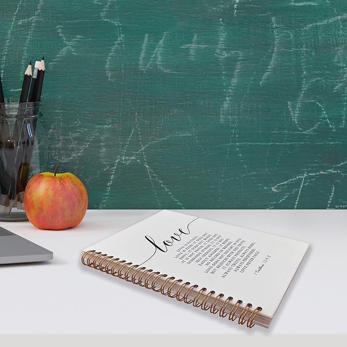 VNWEK Christian Notebook,Bible Journaling Notebook,Bible Journal,Church Notes Notebook,1 Corinthians 13:4-8 Love Never Fails Spiral Notebook Journal 5.5x8.3 Inch,Christian Journals for Women