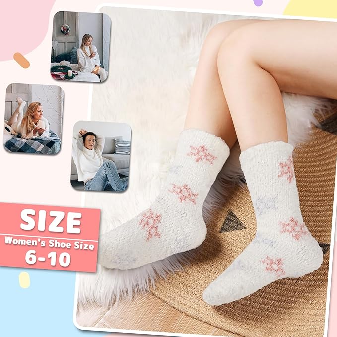 COOPLUS Fuzzy Socks for Women Warm Fluffy Cozy Winter Soft Home Slipper Socks (5 Pairs)
