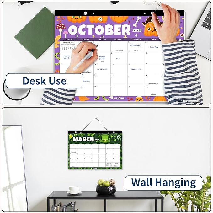 SUNEE Desk Calendar 2025-2026 17x12, 18 Months, JUL. 2025 - DEC. 2026, Academic Desktop Calendar 2025-2026, School Year Large Calendar for Teacher, Seasons Color