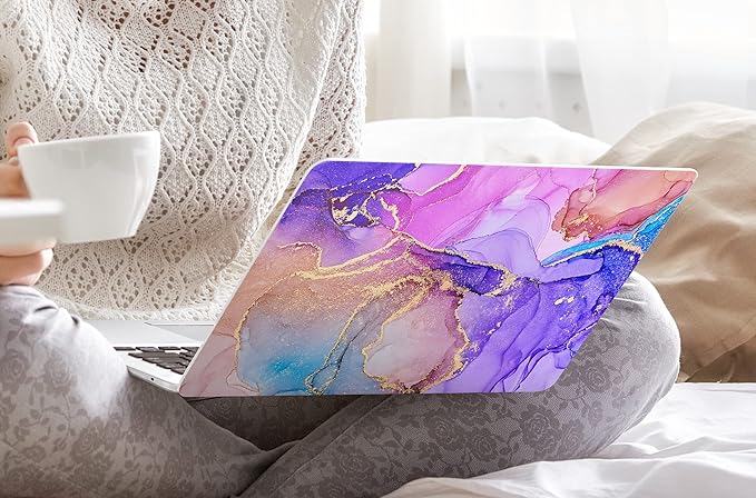 DONGKE Compatible with MacBook Air 13 inch Case 2021 2020 2019 2018 Release A2337 M1 A2179 A1932 with Retina Display & Touch ID, Plastic Hard Shell & Keyboard Cover - Fluid Art X255